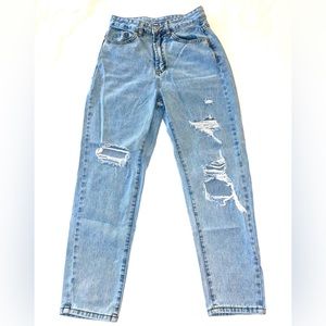 Light Wash Distressed High Waist Denim Mom Boyfriend Jeans